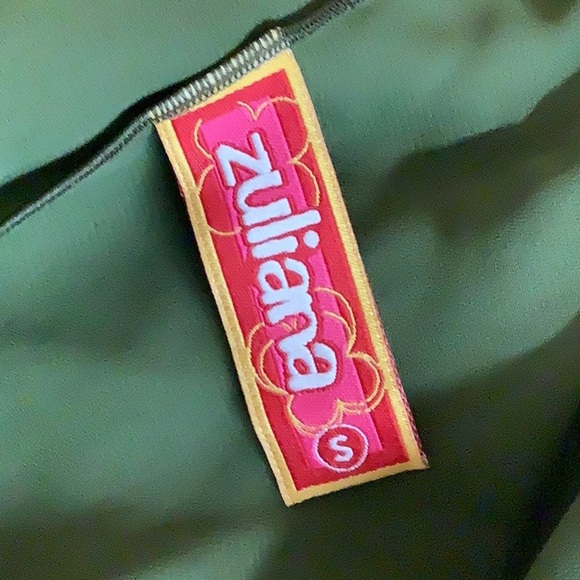 Zuliana Size Small Dark Green Ruffle Tie Skirt. Made In USA. New With Tags. - Picture 4 of 4